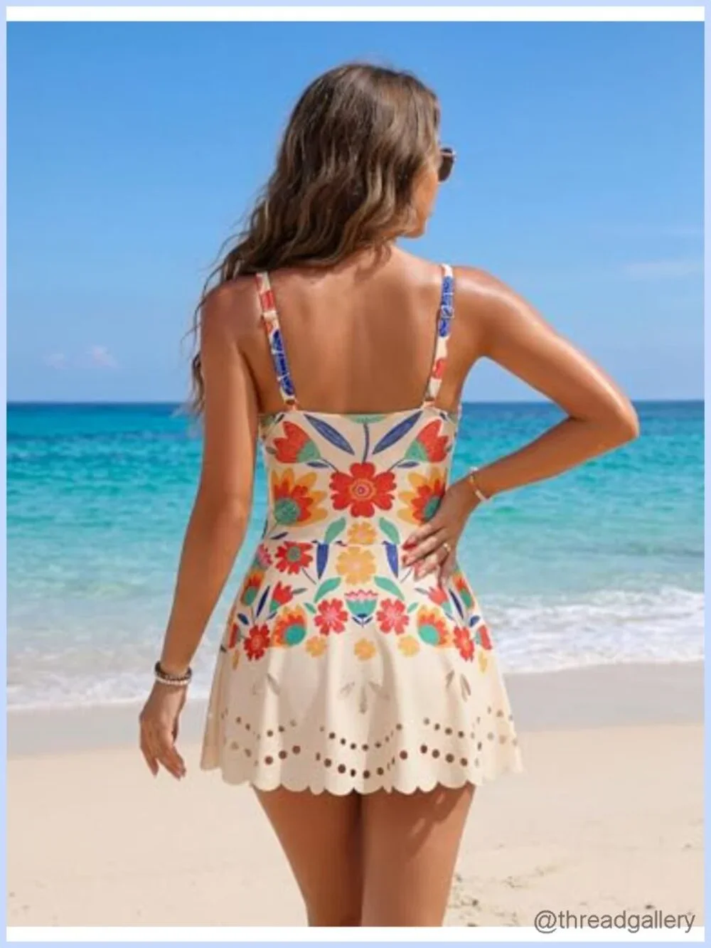 Tummy Control One Piece Swimsuit Twist Front Bathing Suit with Flowy Skirt